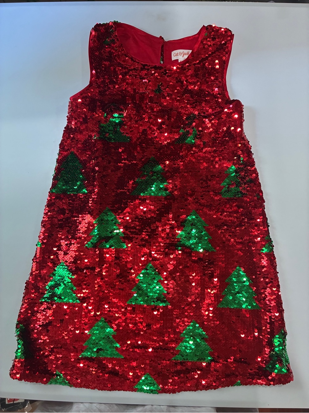 Cat & Jack Red and Green Sequin Holiday Dress